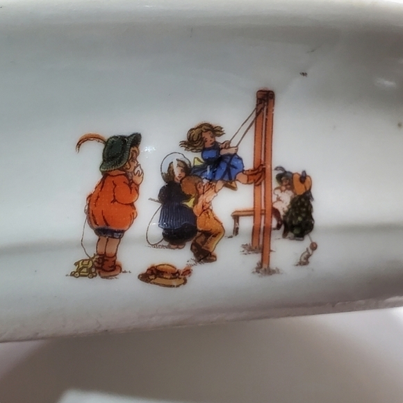 Vtg RWC Bavaria Germany porcelain transferware childs plate bowl images of play - Picture 10 of 15